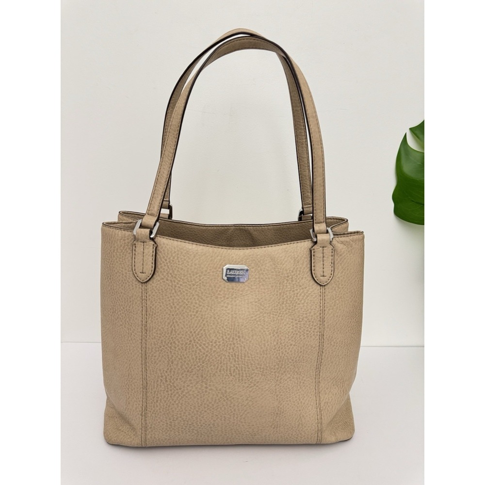 Lauren Ralph Lauren pebbled leather‎ tote bag Beige
